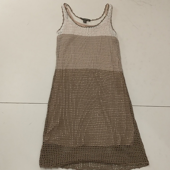Cotton Crochet Dress Neutral Sleeveless Mod & Sexy - Picture 9 of 10